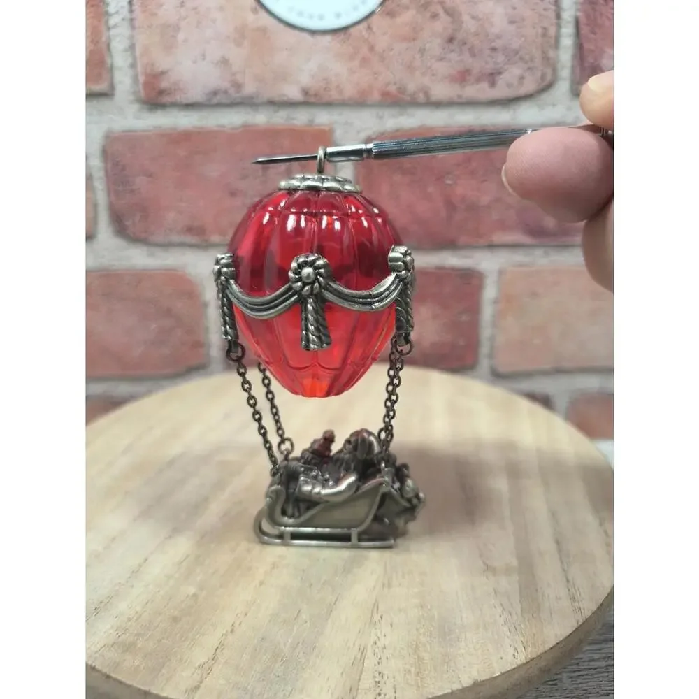 1990 Lenox Pewter Santa’s Expedition Christmas Tree Ornament Hot Air Balloon NIB